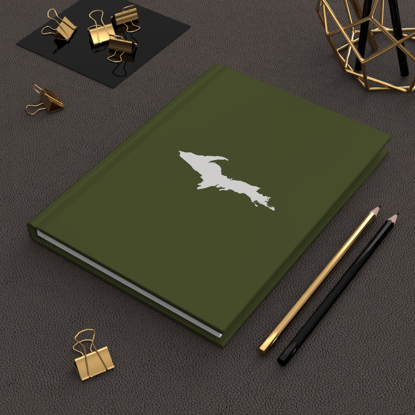 Michigan Upper Peninsula Hardcover Journal (Army Green w/ UP Outline) | Ruled - 150pgs