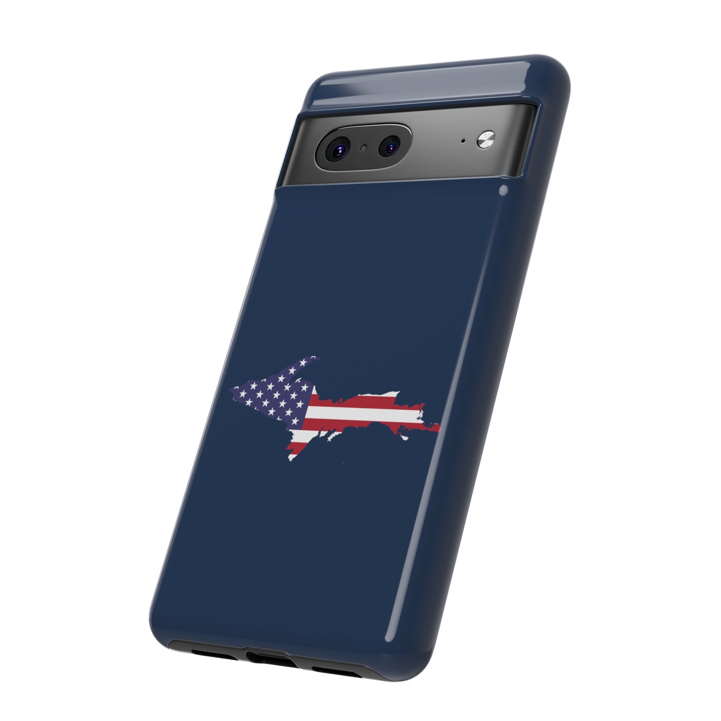 Michigan Upper Peninsula Tough Phone Case (Navy w/ UP USA Flag Outline) | Samsung & Pixel Android