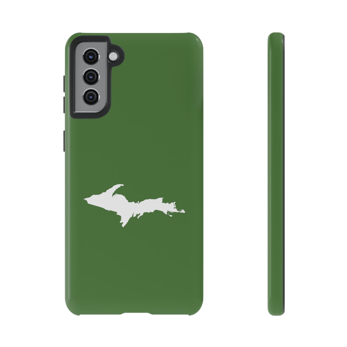 Michigan Upper Peninsula Tough Phone Case (Pine Green w/ UP Outline) | Samsung & Pixel Android