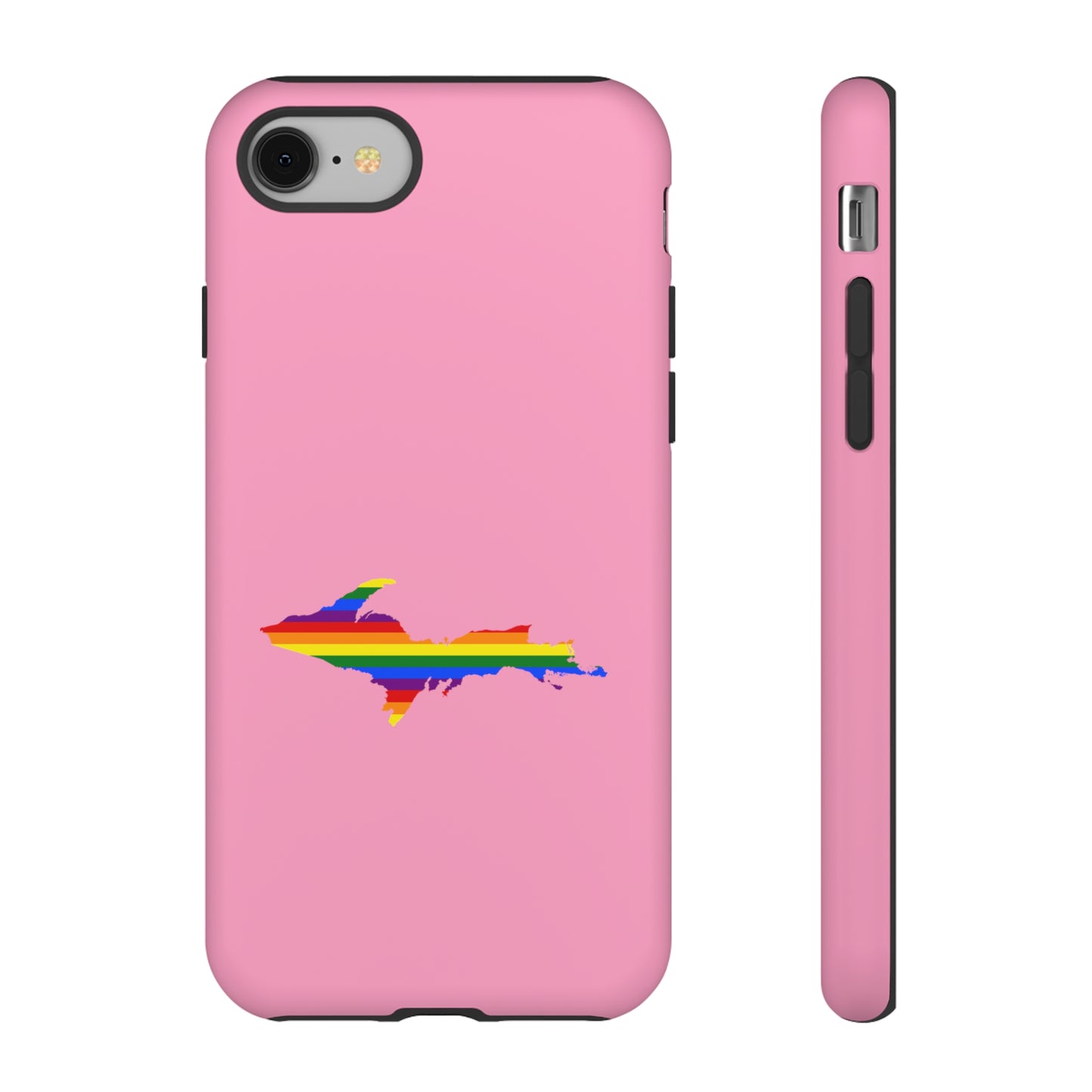 Michigan Upper Peninsula Tough Phone Case ('67 Pink Caddie w/ UP Pride Flag Outline) | Apple iPhone