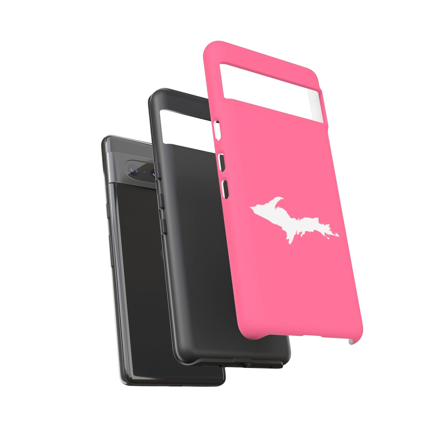 Michigan Upper Peninsula Tough Phone Case (Rhodochrosite Pink w/ UP Outline) | Samsung & Pixel Android