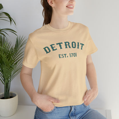 'Detroit EST. 1701' T-Shirt (Copper Green Ballpark Font) | Unisex Standard