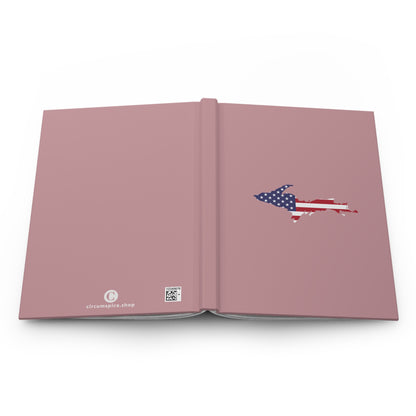 Michigan Upper Peninsula Hardcover Journal (w/ UP USA Flag) | Ruled - Cherry Blossom Pink