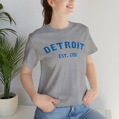 'Detroit EST. 1701' T-Shirt (Azure Ballpark Font) | Unisex Standard