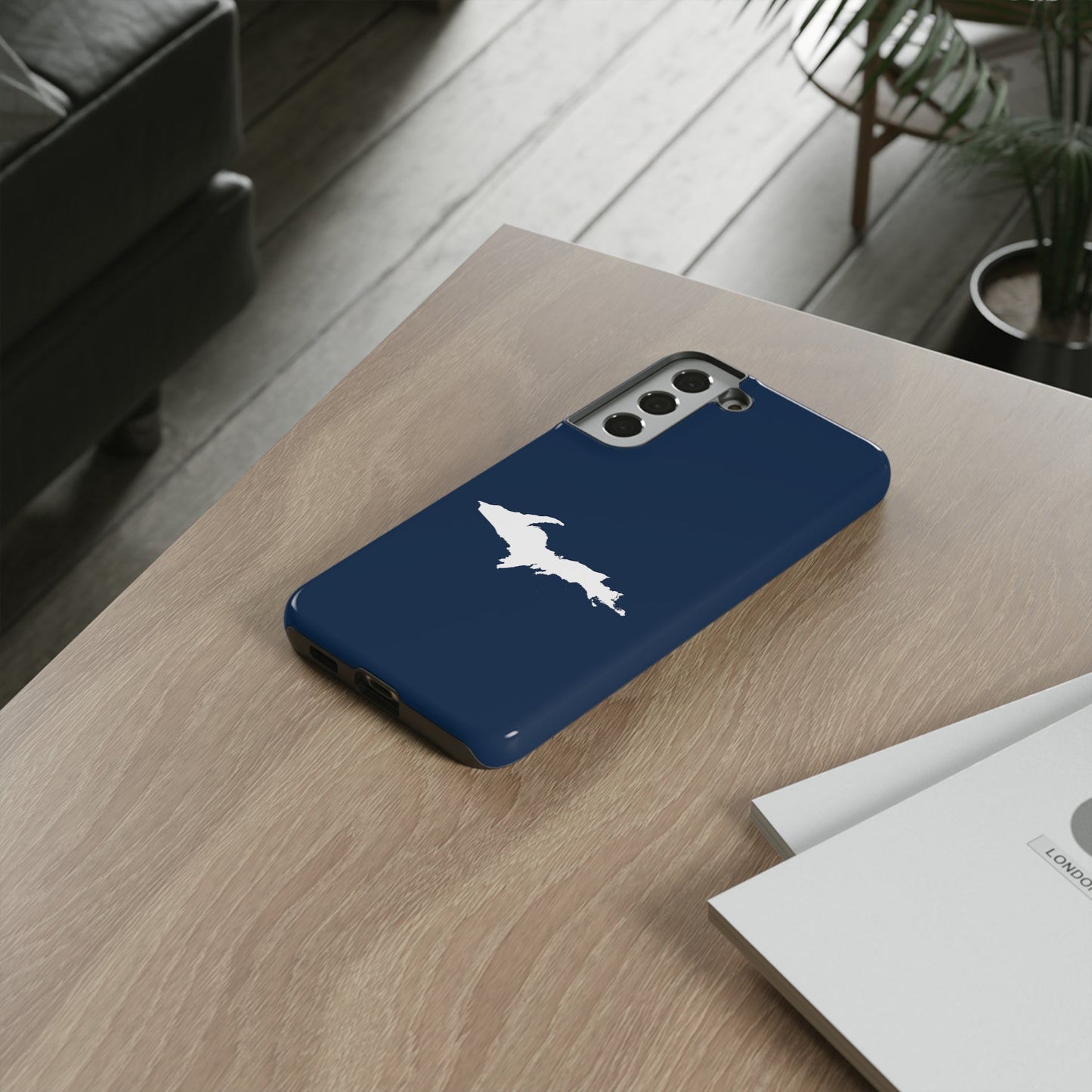 Michigan Upper Peninsula Tough Phone Case (Navy w/ White UP Outline) | Samsung & Pixel Android