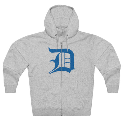 Detroit 'Old English D' Hoodie (Full-Body Azure) | Unisex Full Zip