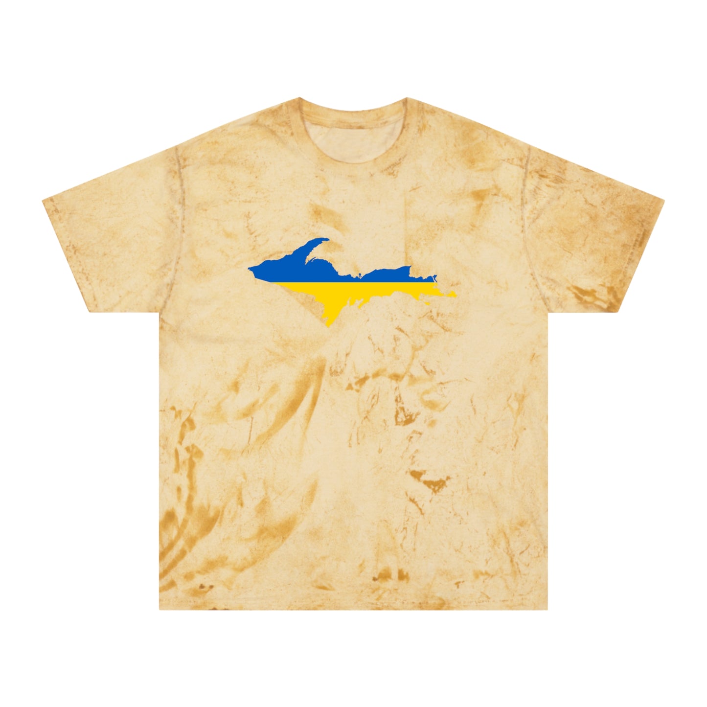 Michigan Upper Peninsula T-Shirt (w/ UP Ukraine Flag Outline) | Unisex Color Blast