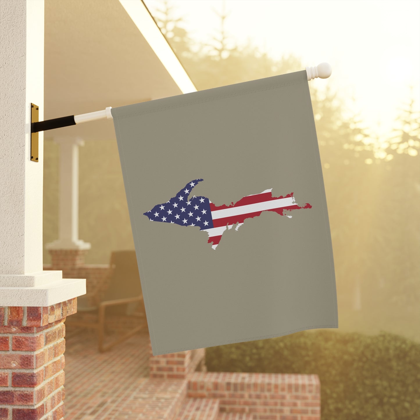 Michigan Upper Peninsula Home & Garden Flag (w/ UP USA Flag) | Petoskey Stone Beige