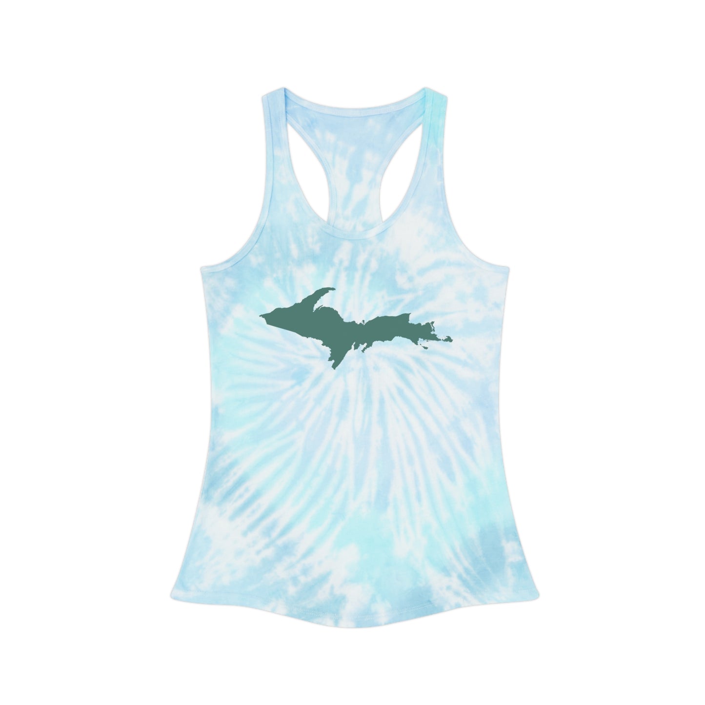 Michigan Upper Peninsula Tank Top (w/ Copper Green UP Outline) | Tie-Dye Racerback