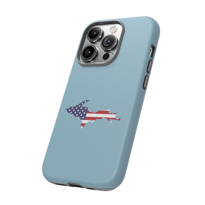 Michigan Upper Peninsula Tough Phone Case (Opal Blue w/ UP USA Flag Outline) | Apple iPhone