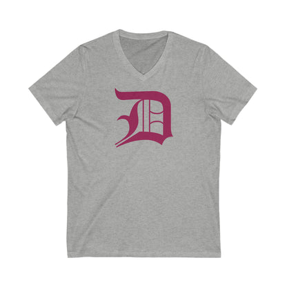 Detroit 'Old English D' T-Shirt (Ruby Red) | Unisex V-Neck