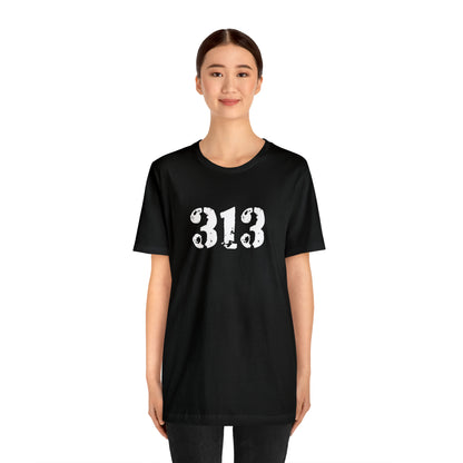 Detroit '313' T-Shirt (Distressed Stencil Font) | Unisex Standard Fit