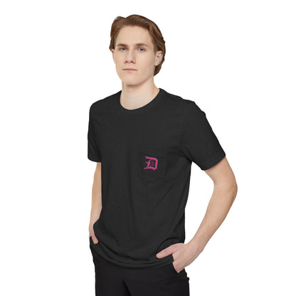 Detroit 'Old English D' Pocket T-Shirt (Apple Blossom Pink) | Unisex Standard