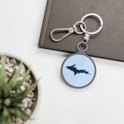 Michigan Upper Peninsula Keyring (w/ Navy UP Outline) | Light Blue