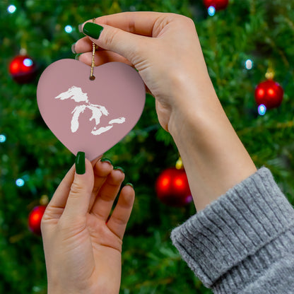 Great Lakes Christmas Ornament (Cherry Blossom Pink) | Ceramic - 4 Shapes