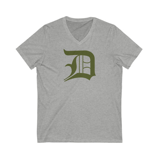 Detroit 'Old English D' T-Shirt (Army Green) | Unisex V-Neck