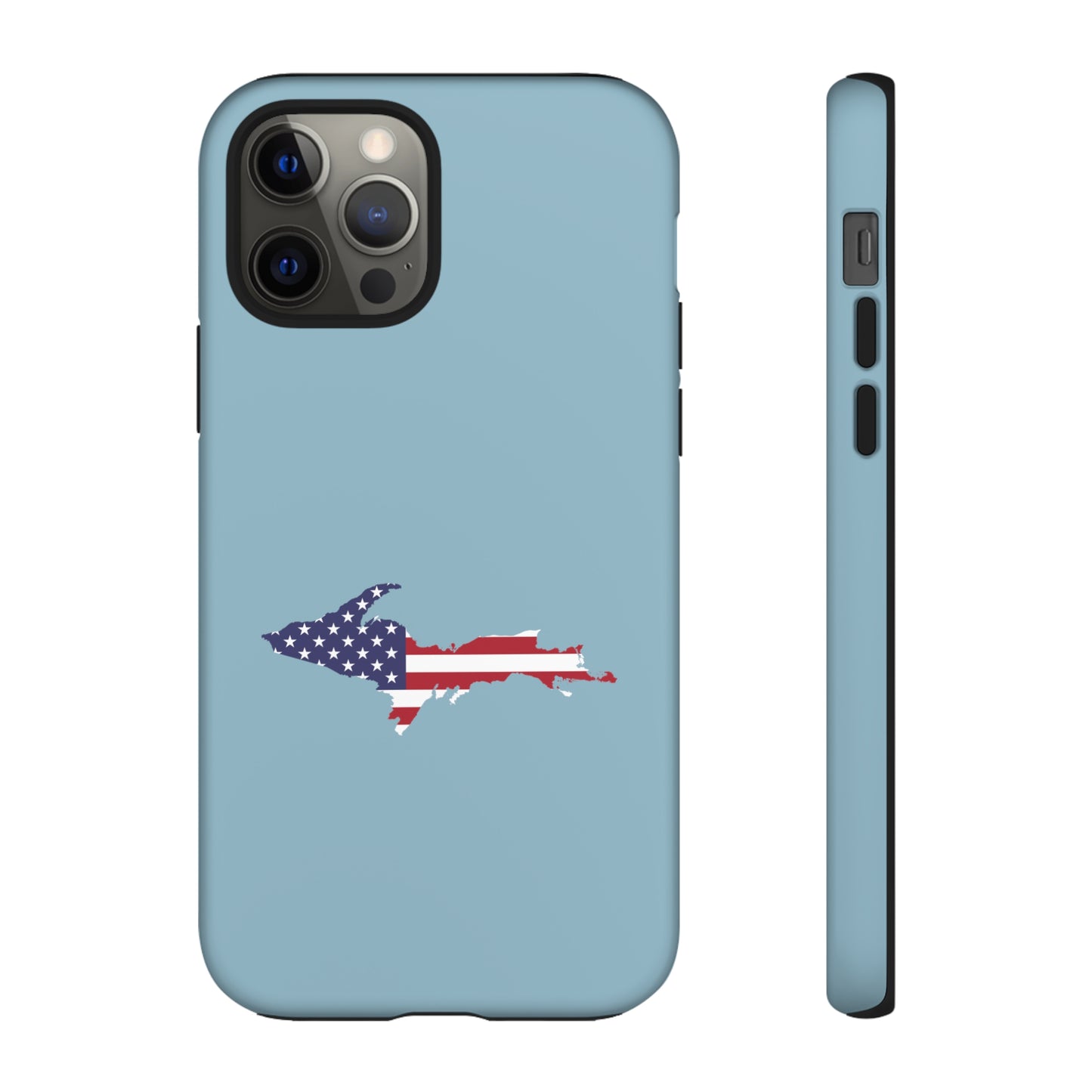 Michigan Upper Peninsula Tough Phone Case (Opal Blue w/ UP USA Flag Outline) | Apple iPhone