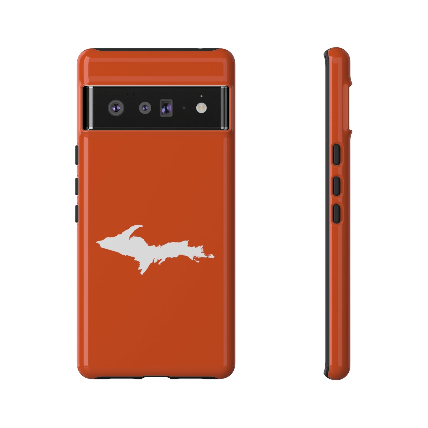 Michigan Upper Peninsula Tough Phone Case (Maple Leaf Orange w/ UP Outline) | Samsung & Pixel Android