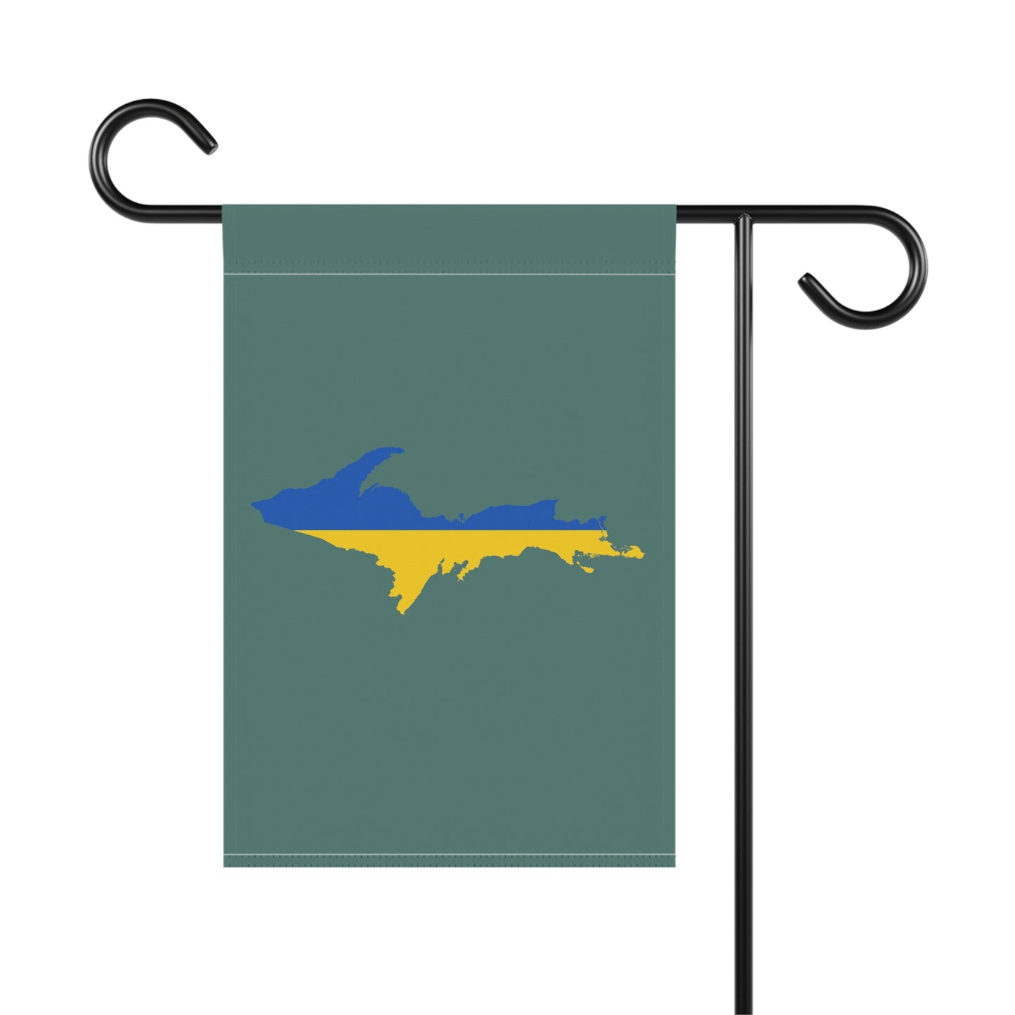 Michigan Upper Peninsula Home & Garden Flag (w/ UP Ukraine Flag) | Copper Green