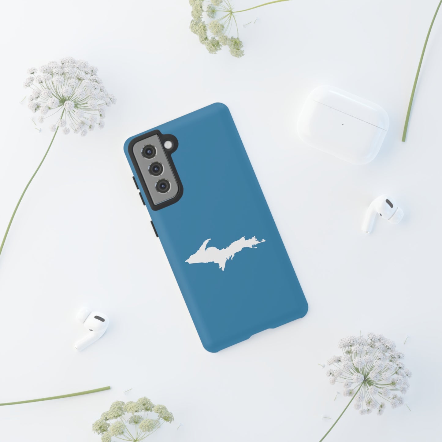 Michigan Upper Peninsula Tough Phone Case (Lake Michigan Blue w/ UP Outline) | Samsung & Pixel Android