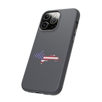 Michigan Upper Peninsula Tough Phone Case (Iron Ore Grey w/ UP USA Flag Outline) | Apple iPhone