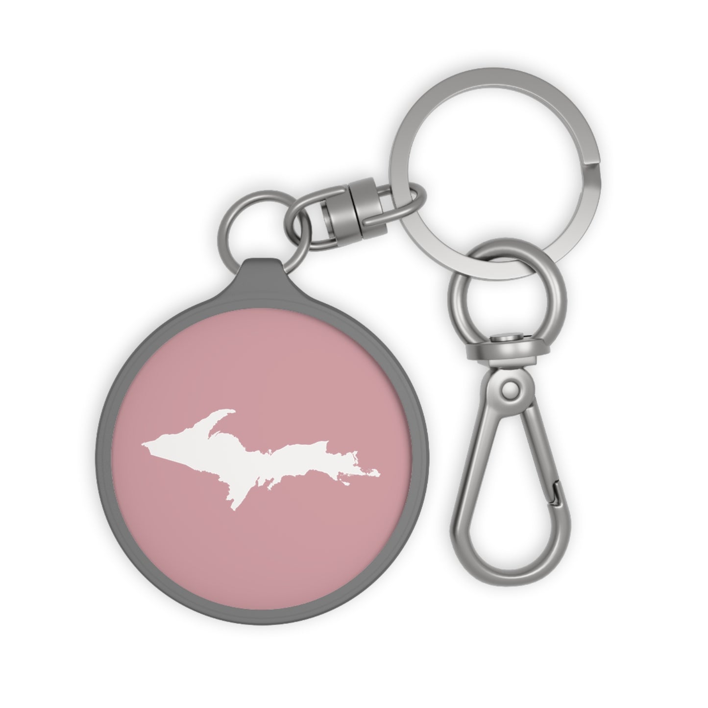 Michigan Upper Peninsula Keyring (w/ UP Outline) | Cherry Blossom Pink