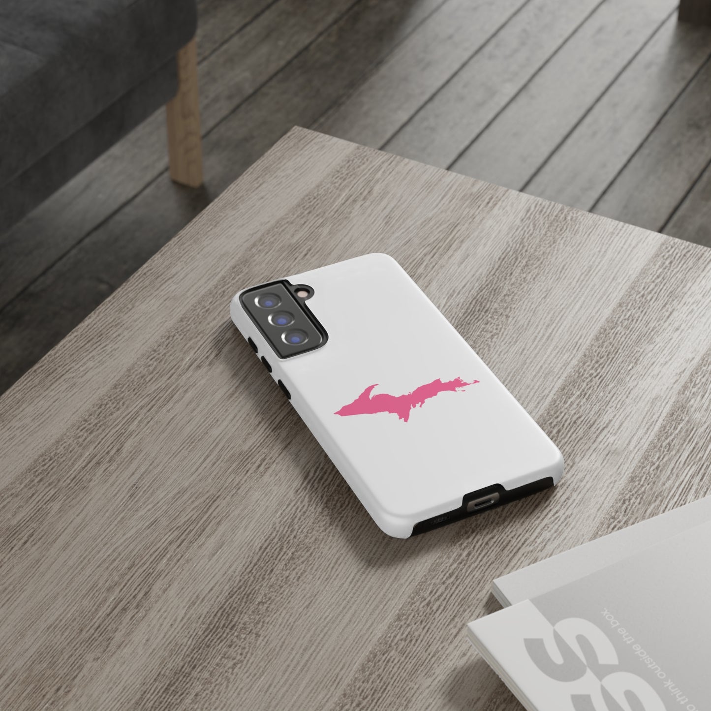 Michigan Upper Peninsula Tough Phone Case (w/ Pink UP Flag Outline) | Samsung & Pixel Android