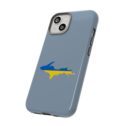 Michigan Upper Peninsula Tough Phone Case (B-24 Liberator Grey w/ UP Ukraine Flag Outline) | Apple iPhone