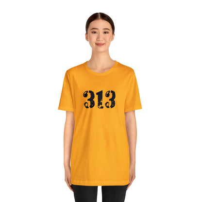 Detroit '313' T-Shirt (Distressed Stencil Font) | Unisex Standard Fit