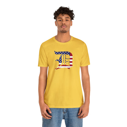 Detroit 'Old English D' T-Shirt (Patriotic Edition) | Unisex Standard