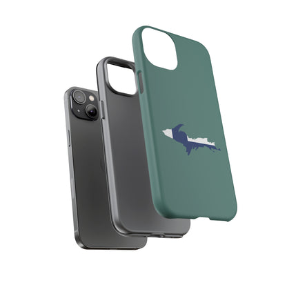 Michigan Upper Peninsula Tough Phone Case (Copper Green w/ UP Finland Flag Outline) | Apple iPhone