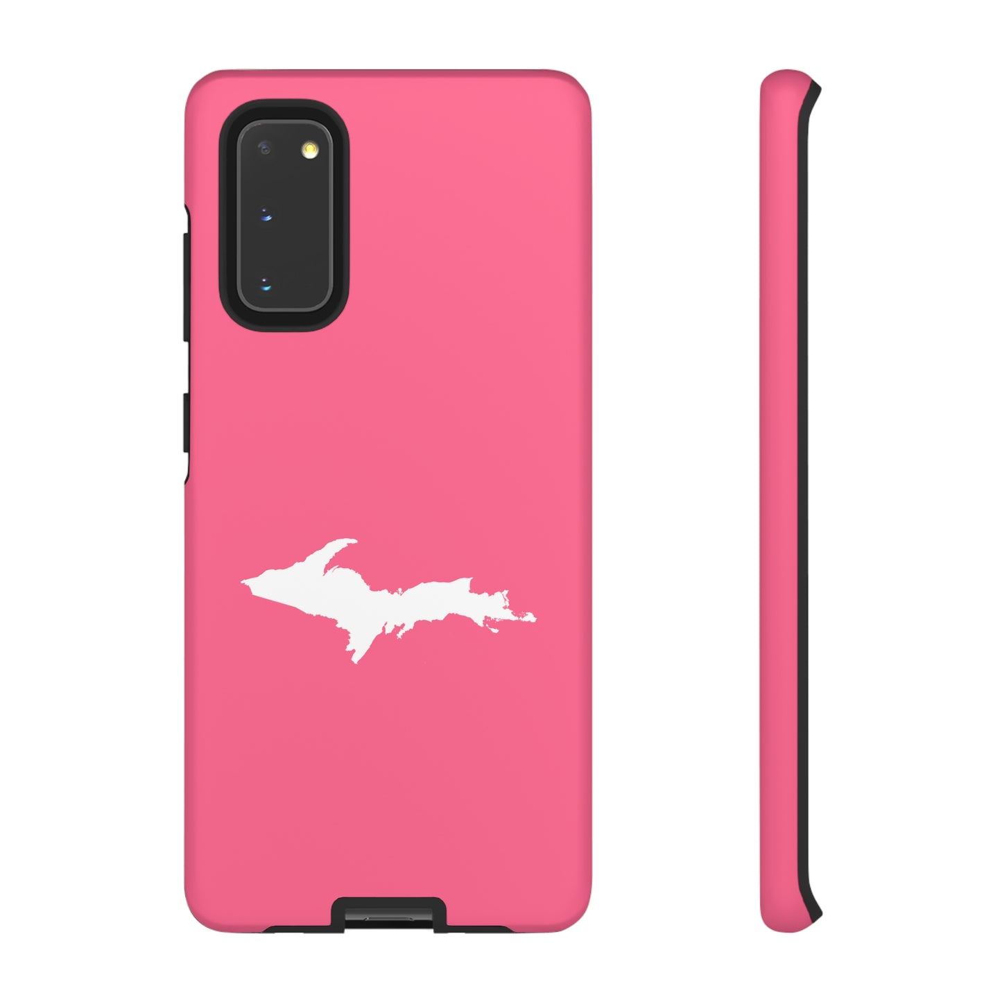 Michigan Upper Peninsula Tough Phone Case (Rhodochrosite Pink w/ UP Outline) | Samsung & Pixel Android