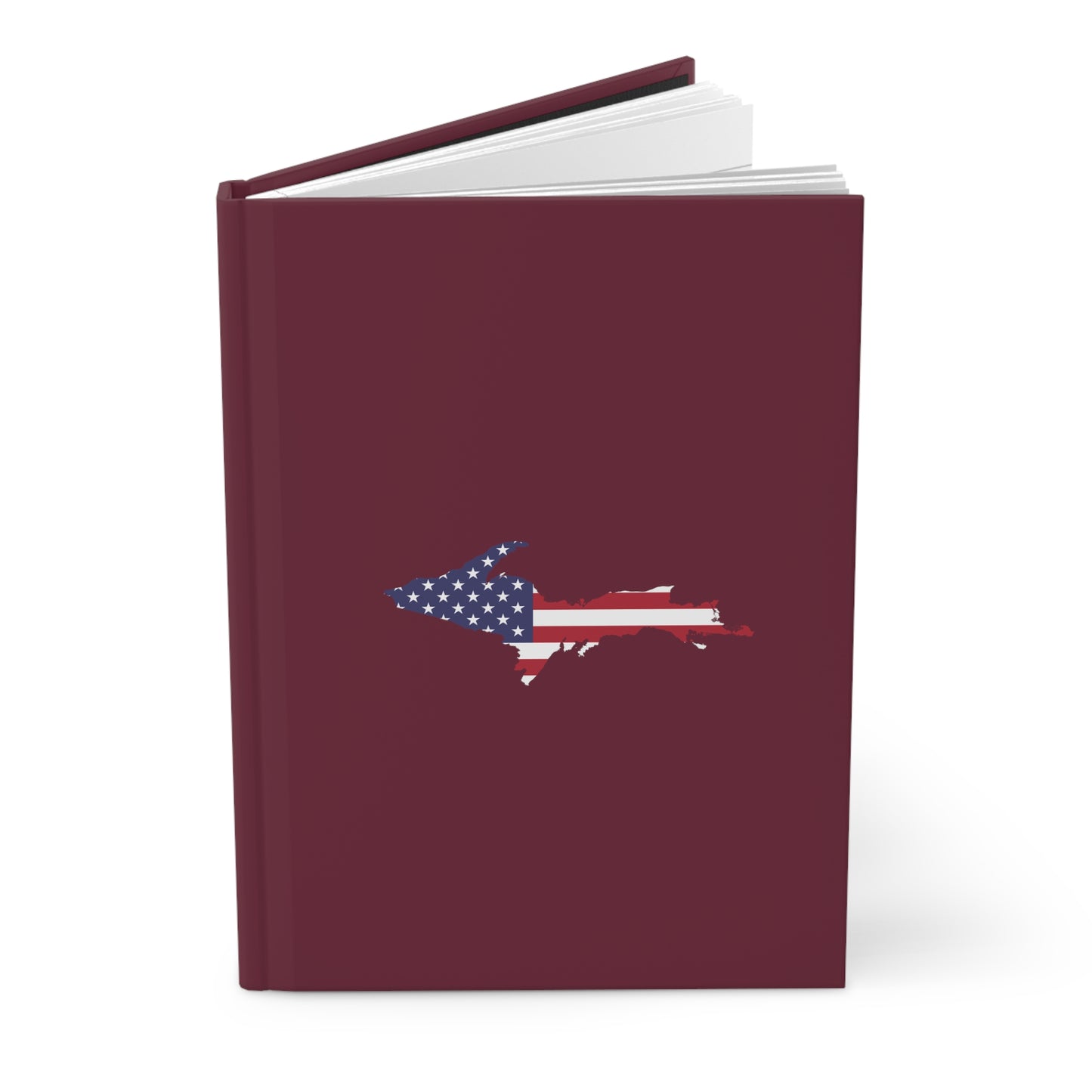 Michigan Upper Peninsula Hardcover Journal (w/ UP USA Flag) | Ruled - Old Mission Burgundy