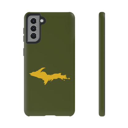 Michigan Upper Peninsula Tough Phone Case (Army Green w/ Gold UP Outline) | Samsung & Pixel Android