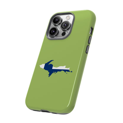 Michigan Upper Peninsula Tough Phone Case (Gooseberry Green w/ UP Finland Flag Outline) | Apple iPhone