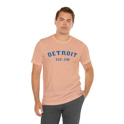 'Detroit EST. 1701' T-Shirt (Azure Ballpark Font) | Unisex Standard