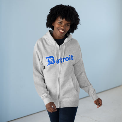 'Detroit' Hoodie (Motor Town Blue w/ Old English 'D') | Unisex Full Zip