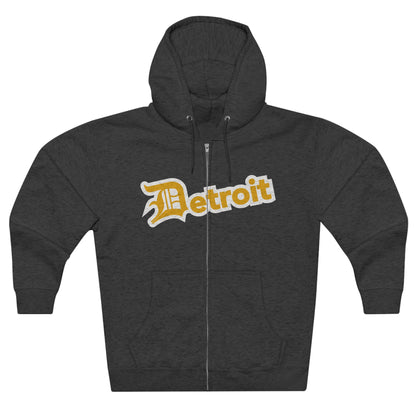 'Detroit' Hoodie (Gold w/ Old English 'D') | Unisex Full Zip