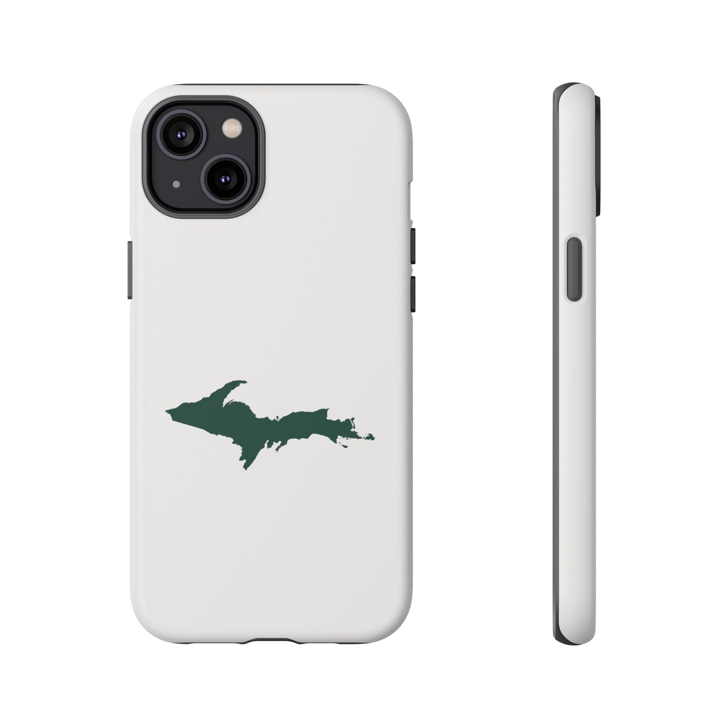 Michigan Upper Peninsula Tough Phone Case (Birch Bark White w/ Green UP Outline) | Apple iPhone