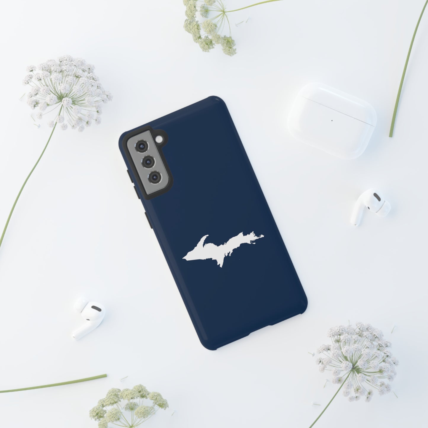 Michigan Upper Peninsula Tough Phone Case (Navy w/ White UP Outline) | Samsung & Pixel Android