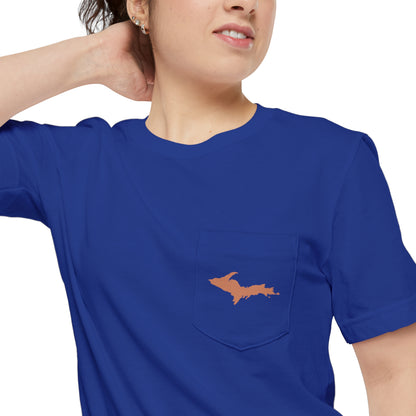 Michigan Upper Peninsula Pocket T-Shirt (w/ Copper UP Outline) | Unisex Standard