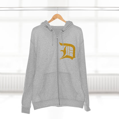 Detroit 'Old English D' Hoodie (Gold) | Unisex Full Zip