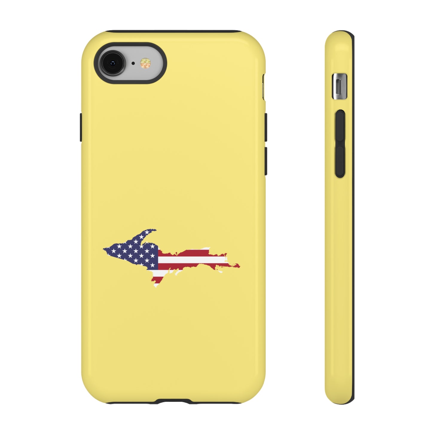 Michigan Upper Peninsula Tough Phone Case (Yellow Cherry Color w/ UP USA Outline) | Apple iPhone