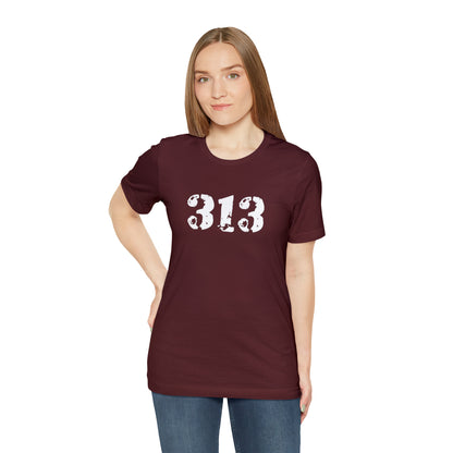 Detroit '313' T-Shirt (Distressed Stencil Font) | Unisex Standard Fit