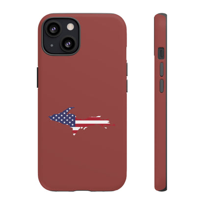 Michigan Upper Peninsula Tough Phone Case (Ore Dock Red w/ UP USA Flag Outline) | Apple iPhone