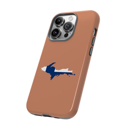 Michigan Upper Peninsula Tough Phone Case (Copper Color w/ UP Finland Flag Outline) | Apple iPhone