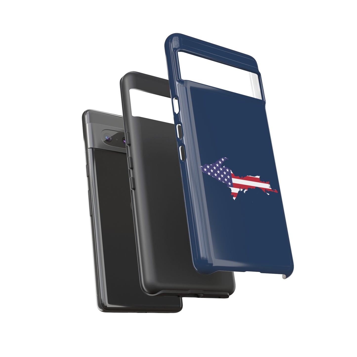 Michigan Upper Peninsula Tough Phone Case (Navy w/ UP USA Flag Outline) | Samsung & Pixel Android