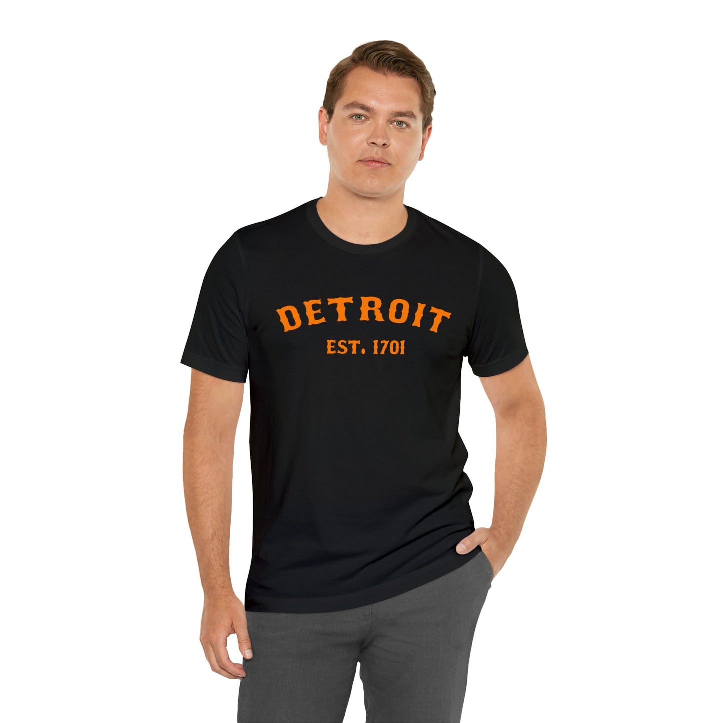 Detroit EST. 1701' T-Shirt (Orange Ballpark Font) | Unisex Standard