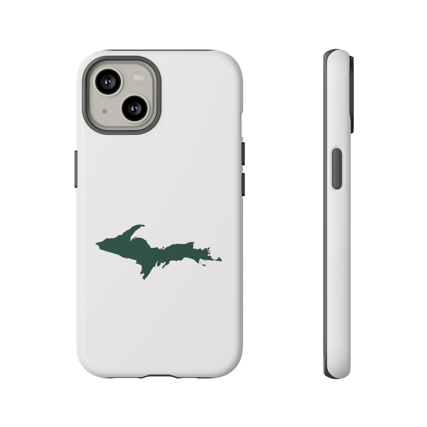 Michigan Upper Peninsula Tough Phone Case (Birch Bark White w/ Green UP Outline) | Apple iPhone