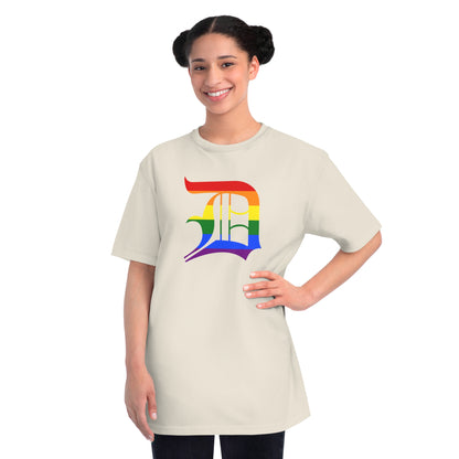 Detroit 'Old English D' T-Shirt (Rainbow Pride Edition) | Unisex Organic